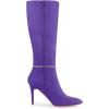 imageAllegra K Womens Rhinestone Crystal Chain Pointed Toe Stiletto Heels Knee High BootsDark Purple