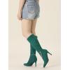 imageAllegra K Womens Rhinestone Crystal Chain Pointed Toe Stiletto Heels Knee High BootsGreen