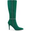 imageAllegra K Womens Rhinestone Crystal Chain Pointed Toe Stiletto Heels Knee High BootsGreen