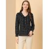 imageAllegra K Womens Ruffle Shirts Long Sleeve Doll Collared Plaid ShirtBlack