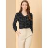 imageAllegra K Womens Ruffle Shirts Long Sleeve Doll Collared Plaid ShirtBlack