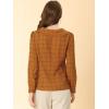 imageAllegra K Womens Ruffle Shirts Long Sleeve Doll Collared Plaid ShirtBrown