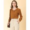 imageAllegra K Womens Ruffle Shirts Long Sleeve Doll Collared Plaid ShirtBrown