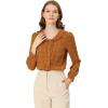 imageAllegra K Womens Ruffle Shirts Long Sleeve Doll Collared Plaid ShirtBrown