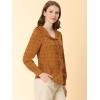 imageAllegra K Womens Ruffle Shirts Long Sleeve Doll Collared Plaid ShirtBrown