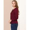 imageAllegra K Womens Ruffle Shirts Long Sleeve Doll Collared Plaid ShirtDark Red