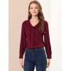 imageAllegra K Womens Ruffle Shirts Long Sleeve Doll Collared Plaid ShirtDark Red