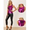 imageAllegra K Womens Shiny Top Party Club Cami Sparkly Metallic Tank TopFuchsia