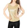 imageAllegra K Womens Shiny Top Party Club Cami Sparkly Metallic Tank TopGold