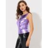 imageAllegra K Womens Shiny Top Party Club Cami Sparkly Metallic Tank TopPurple Tone