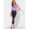 imageAllegra K Womens Shiny Top Party Club Cami Sparkly Metallic Tank TopPurple Tone