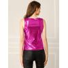imageAllegra K Womens Shiny Top Party Club Cami Sparkly Metallic Tank TopRose Red