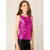 imageAllegra K Womens Shiny Top Party Club Cami Sparkly Metallic Tank TopRose Red