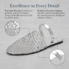 imageAllegra K Womens Slip on Mesh Flats Braided Slides SandalsSilver