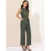 imageAllegra K Womens Wide Leg Jumpsuit 2026 Sleeveless Collared Tie Waist Coverall Button Down Cargo Cotton JumpsuitsArmy Green