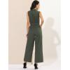 imageAllegra K Womens Wide Leg Jumpsuit 2026 Sleeveless Collared Tie Waist Coverall Button Down Cargo Cotton JumpsuitsArmy Green