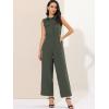 imageAllegra K Womens Wide Leg Jumpsuit 2026 Sleeveless Collared Tie Waist Coverall Button Down Cargo Cotton JumpsuitsArmy Green
