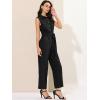 imageAllegra K Womens Wide Leg Jumpsuit 2026 Sleeveless Collared Tie Waist Coverall Button Down Cargo Cotton JumpsuitsBlack