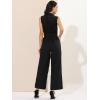 imageAllegra K Womens Wide Leg Jumpsuit 2026 Sleeveless Collared Tie Waist Coverall Button Down Cargo Cotton JumpsuitsBlack