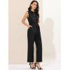 imageAllegra K Womens Wide Leg Jumpsuit 2026 Sleeveless Collared Tie Waist Coverall Button Down Cargo Cotton JumpsuitsBlack
