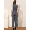 imageAllegra K Womens Wide Leg Jumpsuit 2026 Sleeveless Collared Tie Waist Coverall Button Down Cargo Cotton JumpsuitsGrey
