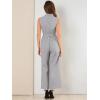 imageAllegra K Womens Wide Leg Jumpsuit 2026 Sleeveless Collared Tie Waist Coverall Button Down Cargo Cotton JumpsuitsLight Grey