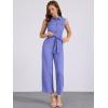 imageAllegra K Womens Wide Leg Jumpsuit 2026 Sleeveless Collared Tie Waist Coverall Button Down Cargo Cotton JumpsuitsMatte Blue