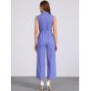 imageAllegra K Womens Wide Leg Jumpsuit 2026 Sleeveless Collared Tie Waist Coverall Button Down Cargo Cotton JumpsuitsMatte Blue