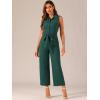 imageAllegra K Womens Wide Leg Jumpsuit 2026 Sleeveless Collared Tie Waist Coverall Button Down Cargo Cotton JumpsuitsPeacock Blue