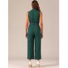 imageAllegra K Womens Wide Leg Jumpsuit 2026 Sleeveless Collared Tie Waist Coverall Button Down Cargo Cotton JumpsuitsPeacock Blue