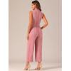 imageAllegra K Womens Wide Leg Jumpsuit 2026 Sleeveless Collared Tie Waist Coverall Button Down Cargo Cotton JumpsuitsPink