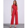 imageAllegra K Womens Wide Leg Jumpsuit 2026 Sleeveless Collared Tie Waist Coverall Button Down Cargo Cotton JumpsuitsRed
