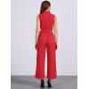 imageAllegra K Womens Wide Leg Jumpsuit 2026 Sleeveless Collared Tie Waist Coverall Button Down Cargo Cotton JumpsuitsRed