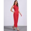 imageAllegra K Womens Wide Leg Jumpsuit 2026 Sleeveless Collared Tie Waist Coverall Button Down Cargo Cotton JumpsuitsRed