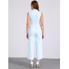 imageAllegra K Womens Wide Leg Jumpsuit 2026 Sleeveless Collared Tie Waist Coverall Button Down Cargo Cotton JumpsuitsSky Blue
