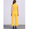 imageAllegra K Womens Wide Leg Jumpsuit 2026 Sleeveless Collared Tie Waist Coverall Button Down Cargo Cotton JumpsuitsYellow