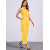 imageAllegra K Womens Wide Leg Jumpsuit 2026 Sleeveless Collared Tie Waist Coverall Button Down Cargo Cotton JumpsuitsYellow