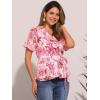 imageAllegra K Womens Wrap Peplum Top Blouse 2026 Summer Floral Short Sleeve Ruffle V Neck Belted ShirtsPink Floral