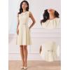 imageAllegra K Work Dresses for Womens Elegant Sleeveless Pleated Crew Neck Tie Waist Aline Business Casual DressBeige