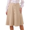imageAllegra K ALine Midi Pleated Skirt for Womens Vintage Work High Waist Flare Business SkirtsKhaki