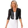 imageAllegra K Bolero Shrug for Womens Elegant 34 Sleeve Mesh Sheer Cardigan Formal Jacket for Evening DressesBlack