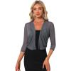 imageAllegra K Bolero Shrug for Womens Elegant 34 Sleeve Mesh Sheer Cardigan Formal Jacket for Evening DressesGray