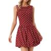 imageAllegra K Bubble Mini Dress for Womens Boat Neck Sleeveless Polka Dots Y2K Casual Cocktail DressDark Red