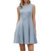 imageAllegra K Business Casual Dresses for Women Crew Neck Sleeveless A Line Swing Ribbed Knit Short DressGrey Blue