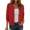 imageAllegra K Cardigan Sweaters for Women Collarless Button Up Dressy Chunky Knit CardigansRed
