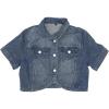 imageAllegra K Casual Denim Jacket for Womens Turndown Collar Short Sleeves Crop Jean JacketsBlue Gray