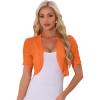 imageAllegra K Casual Short Sleeve Mesh Sheer Shrug for Women Open Front Cropped Cardigan BoleroOrange