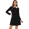 imageAllegra K Contrast Color Dress for Womens Collared Long Sleeve Halloween Party Flare DressesBlack