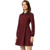 imageAllegra K Contrast Color Dress for Womens Collared Long Sleeve Halloween Party Flare DressesBurgundy