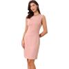 imageAllegra K Faux Suede Dress for Womens Boat Neck Sleeveless Sheath DressesPink